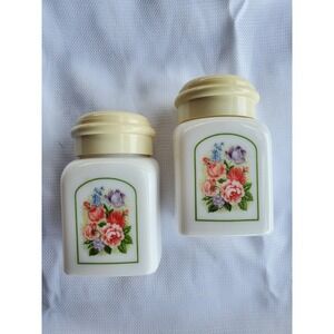 Vintage Avon Milk Glass Floral Salt & Pepper Shakers Set Cottagecore Kitchen
